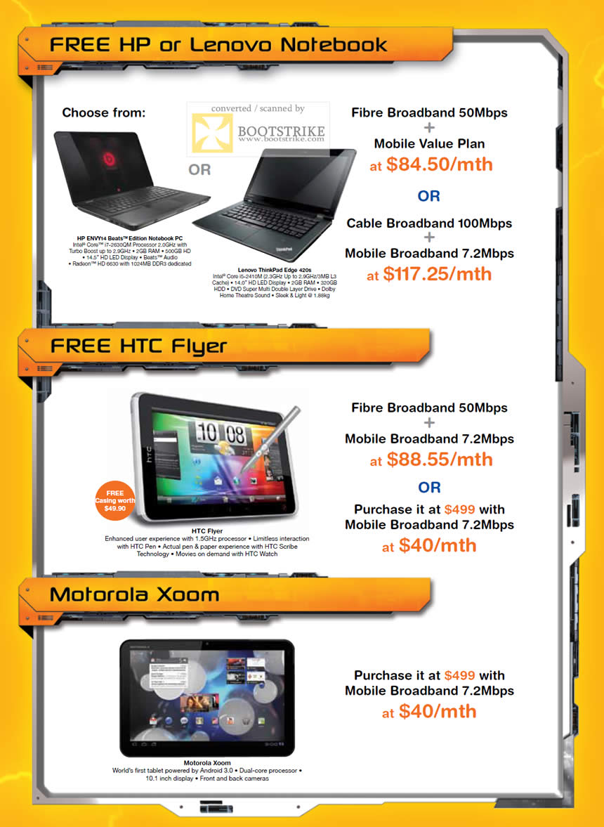 PC Show 2011 price list image brochure of M1 Free HP Envy14 Beats Edition Lenovo ThinkPad Edge 420s HTC Flyer Motorola Xoom