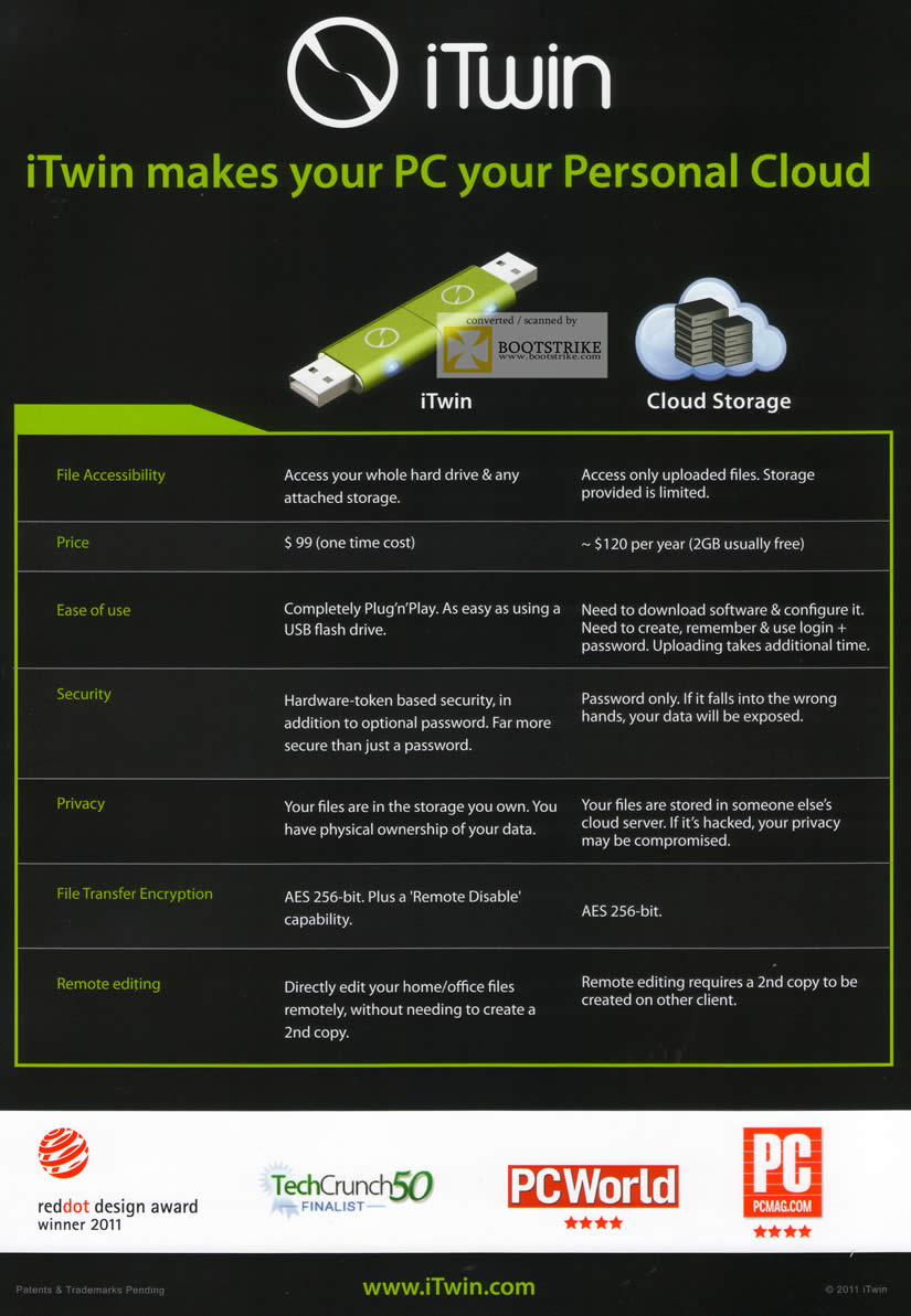 PC Show 2011 price list image brochure of Mccoy ITwin Personal Cloud Comparison Chart Cloud Storage