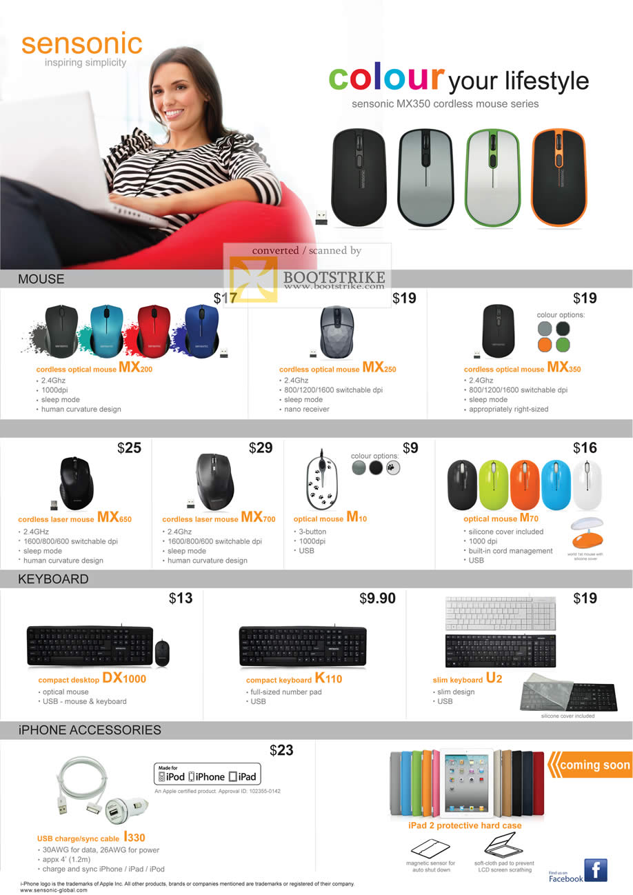 PC Show 2011 price list image brochure of Mclogic Sensonic Mouse MX200 MX250 MX350 MX650 MX700 M10 M70 Keyboard DX1000 K110 U2 I330