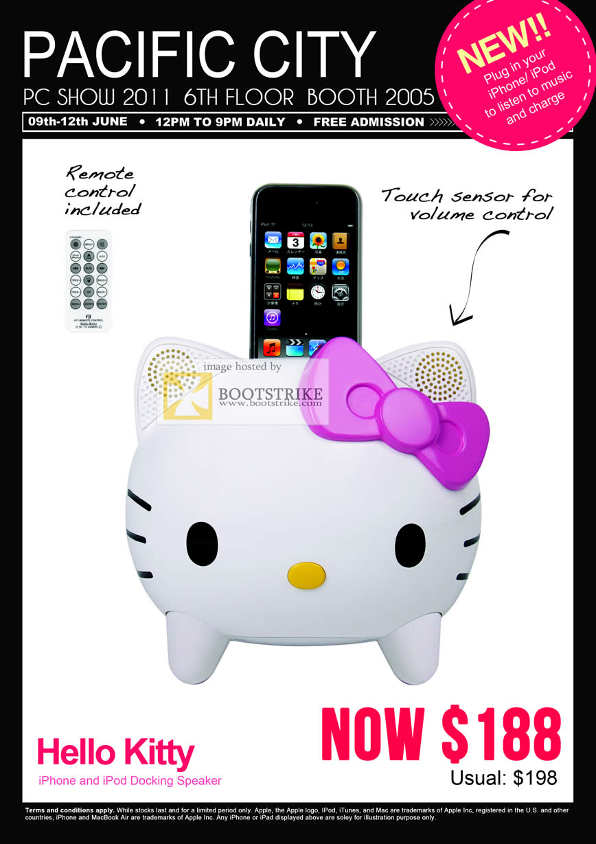 PC Show 2011 price list image brochure of Pacific City Hello Kitty IPhone IPod Docking Speaker