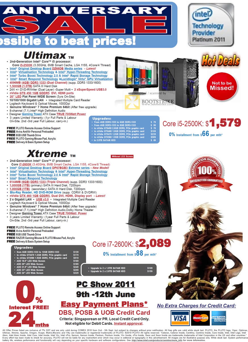 PC Show 2011 price list image brochure of Pluto Gaming Desktop PCs Ultimax Xtreme