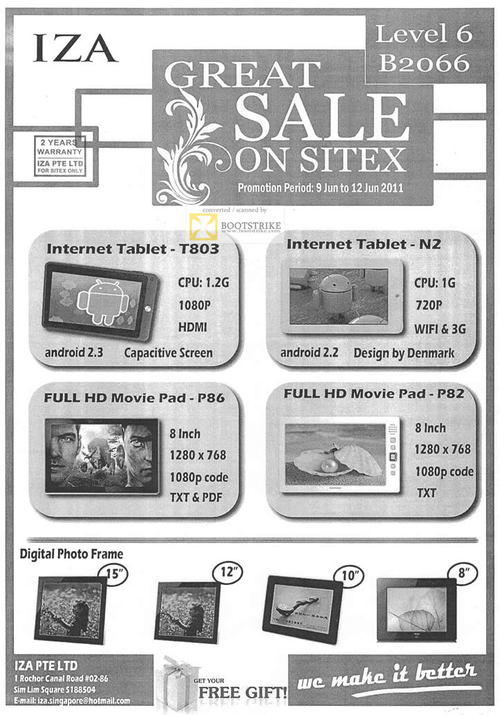 PC Show 2011 price list image brochure of Ray Tech Iza Tablet Android Internet T803 NZ Movie Pad P86 P82 Digital Photo Frame