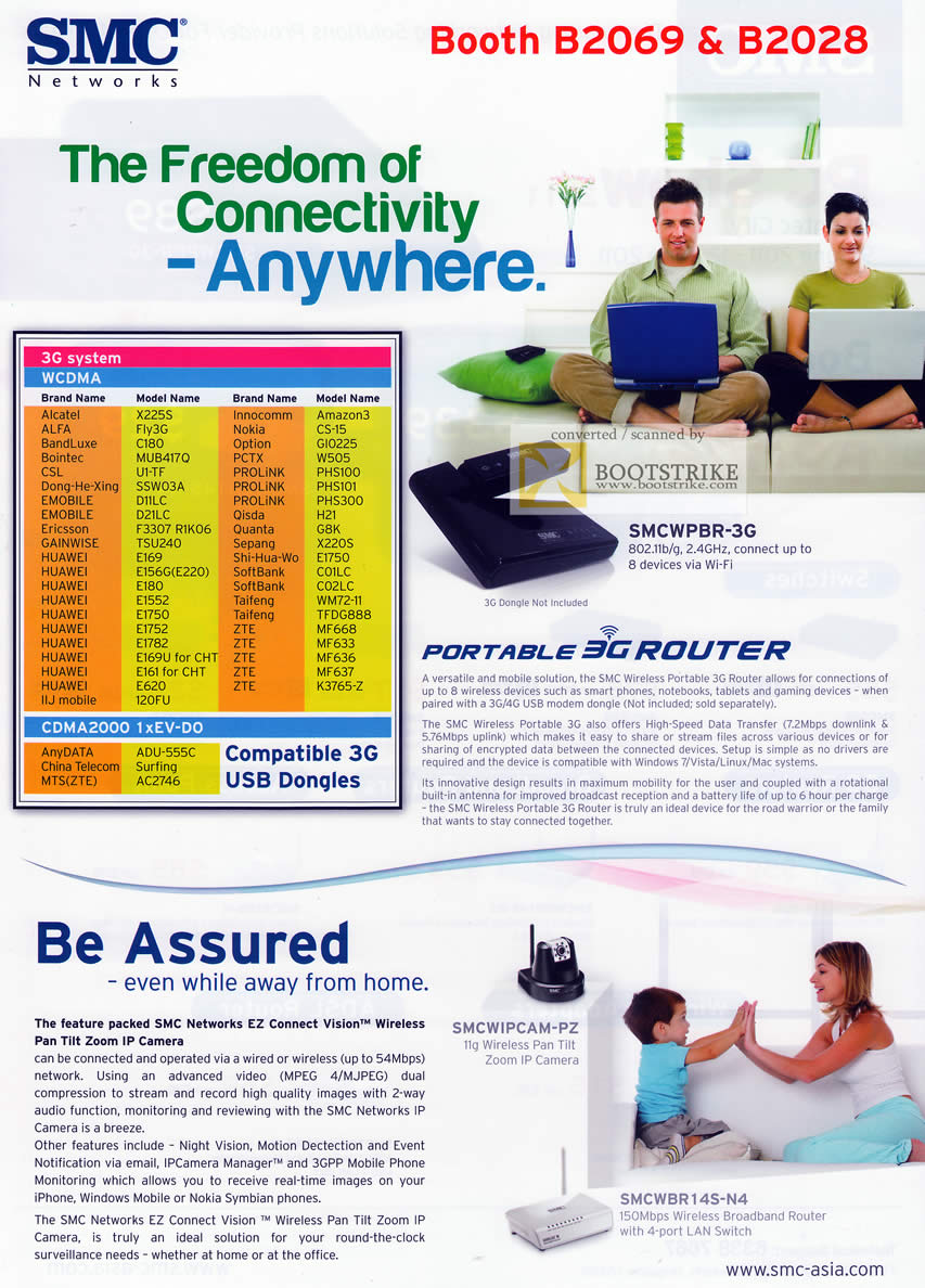 PC Show 2011 price list image brochure of SMC Networks Portable 3G Router SMCWPBR-3G SMCWIPCAM-PZ SMCWBR14S-N4 EZ Connect Vision IPCam