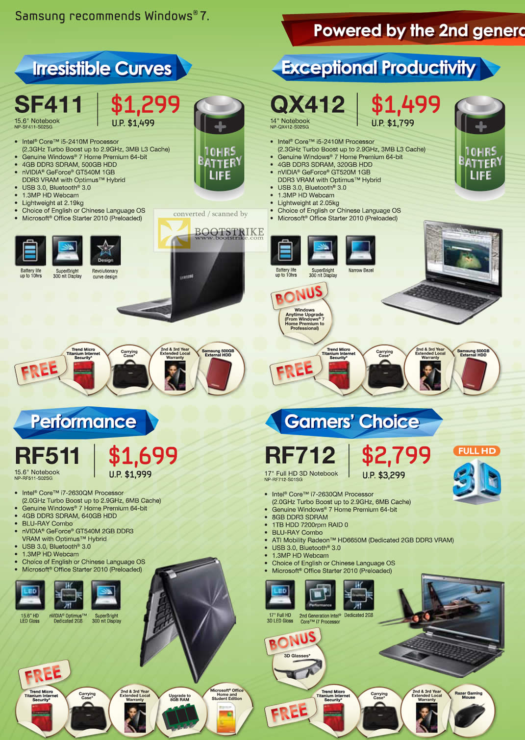 PC Show 2011 price list image brochure of Samsung Notebooks SF411 QX412 RF511 RF712 3D