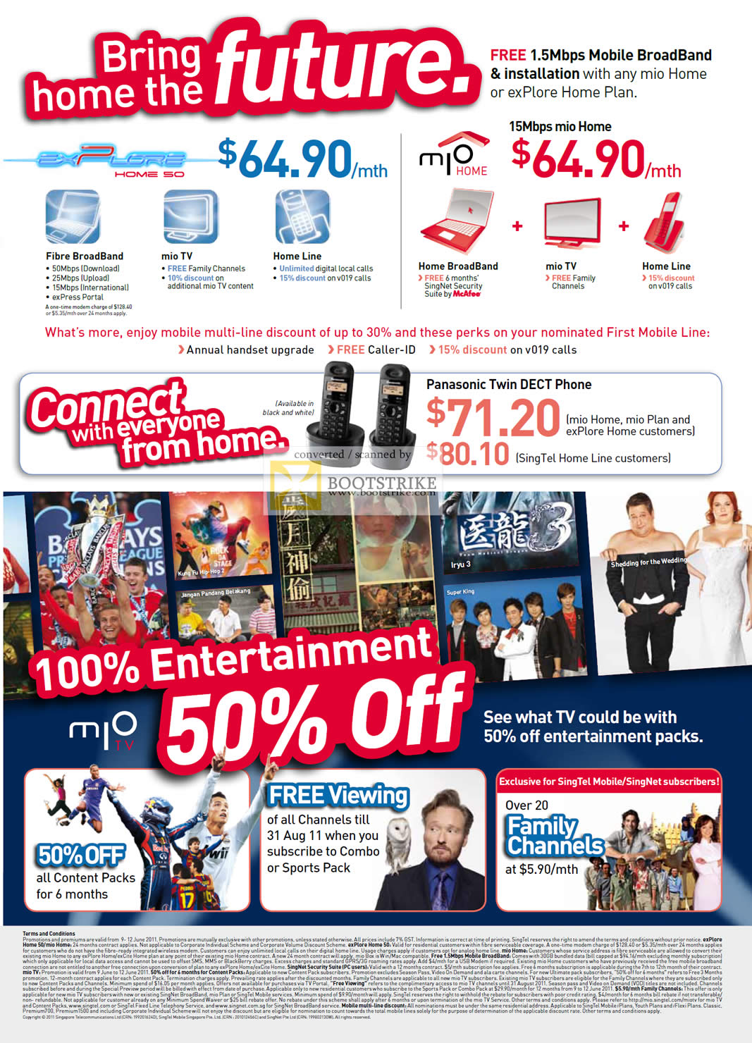 PC Show 2011 price list image brochure of Singtel Fibre Broadband ExploreHome So Mio Home Panasonic Twin DECT Phone Mio TV