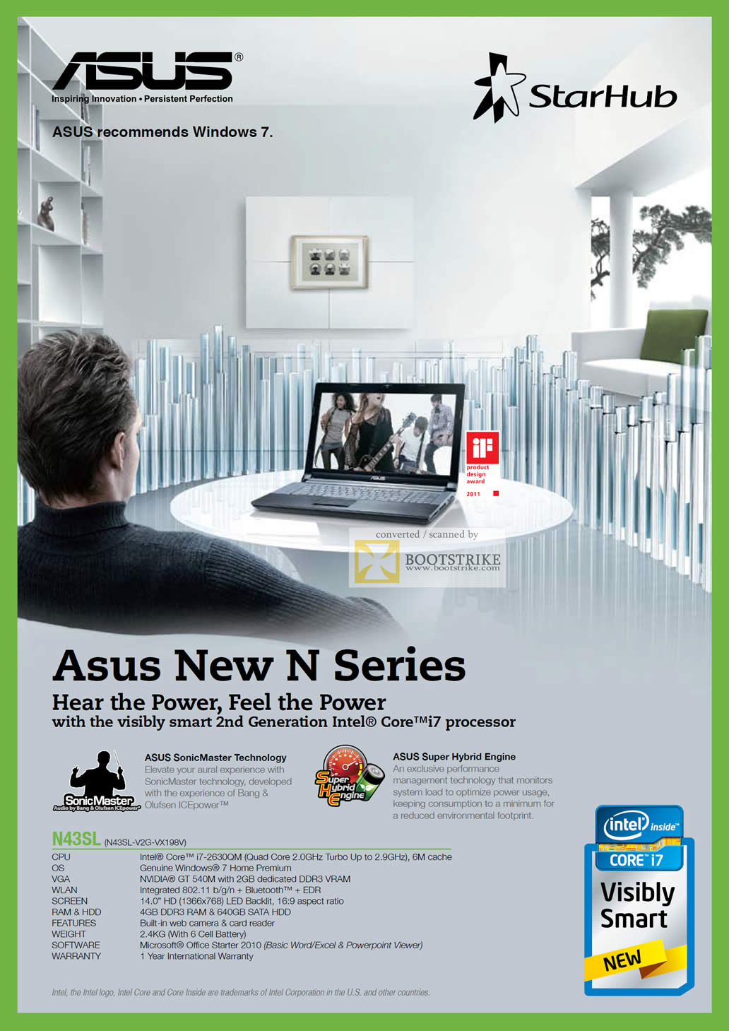 PC Show 2011 price list image brochure of Starhub ASUS N42SL-V2G-VX198V Specifications SonicMaster ASUS Super Hybrid Engine