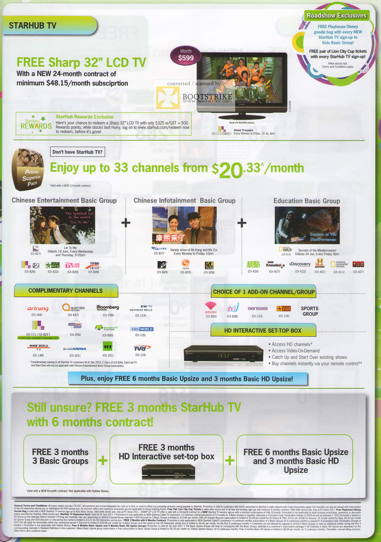PC Show 2011 price list image brochure of Starhub TV Free Sharp 32 LCD TV Channels Lion City Cup Tickets Playhouse Disney Goodie Bag