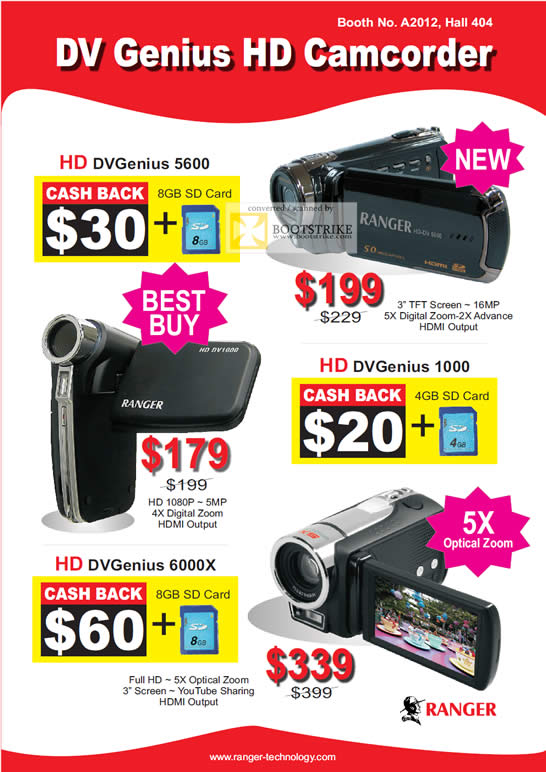 PC Show 2011 price list image brochure of System Tech Ranger DV Genius HD Video Camcorder 5600 1000 6000X