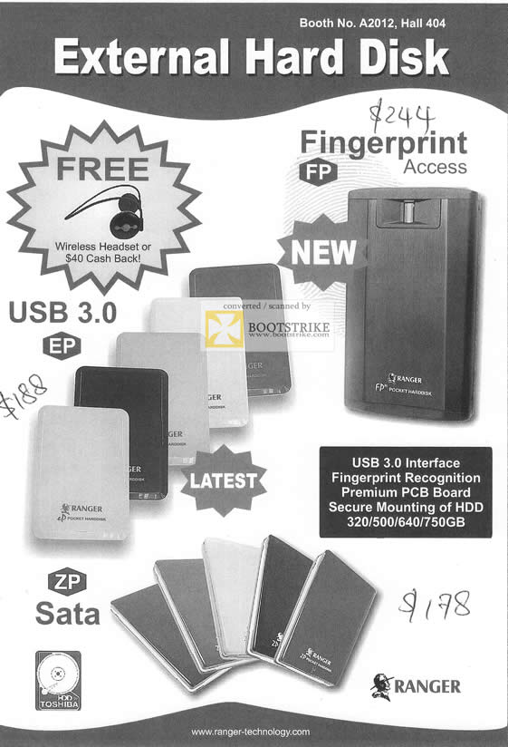 PC Show 2011 price list image brochure of System Tech Ranger External Storage Sata USB Fingerprint ZP