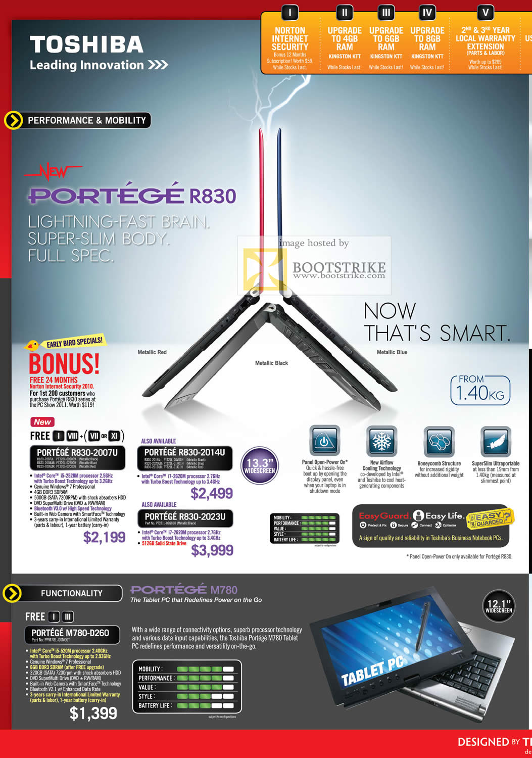 PC Show 2011 price list image brochure of Toshiba Notebooks Portege R830 2007U 2014U 2023U M780-D260
