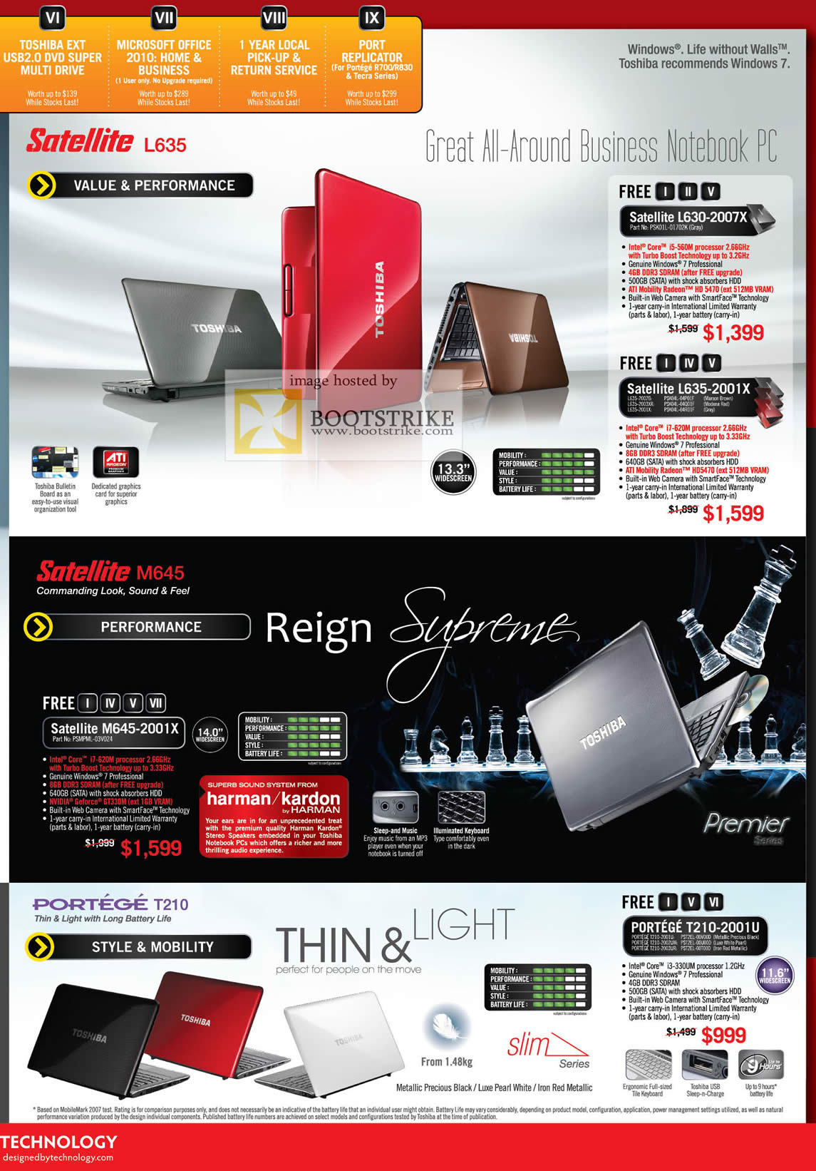 PC Show 2011 price list image brochure of Toshiba Notebooks Satellite L630 2007X L635 2001X M645-2001X Portege T210-2001U