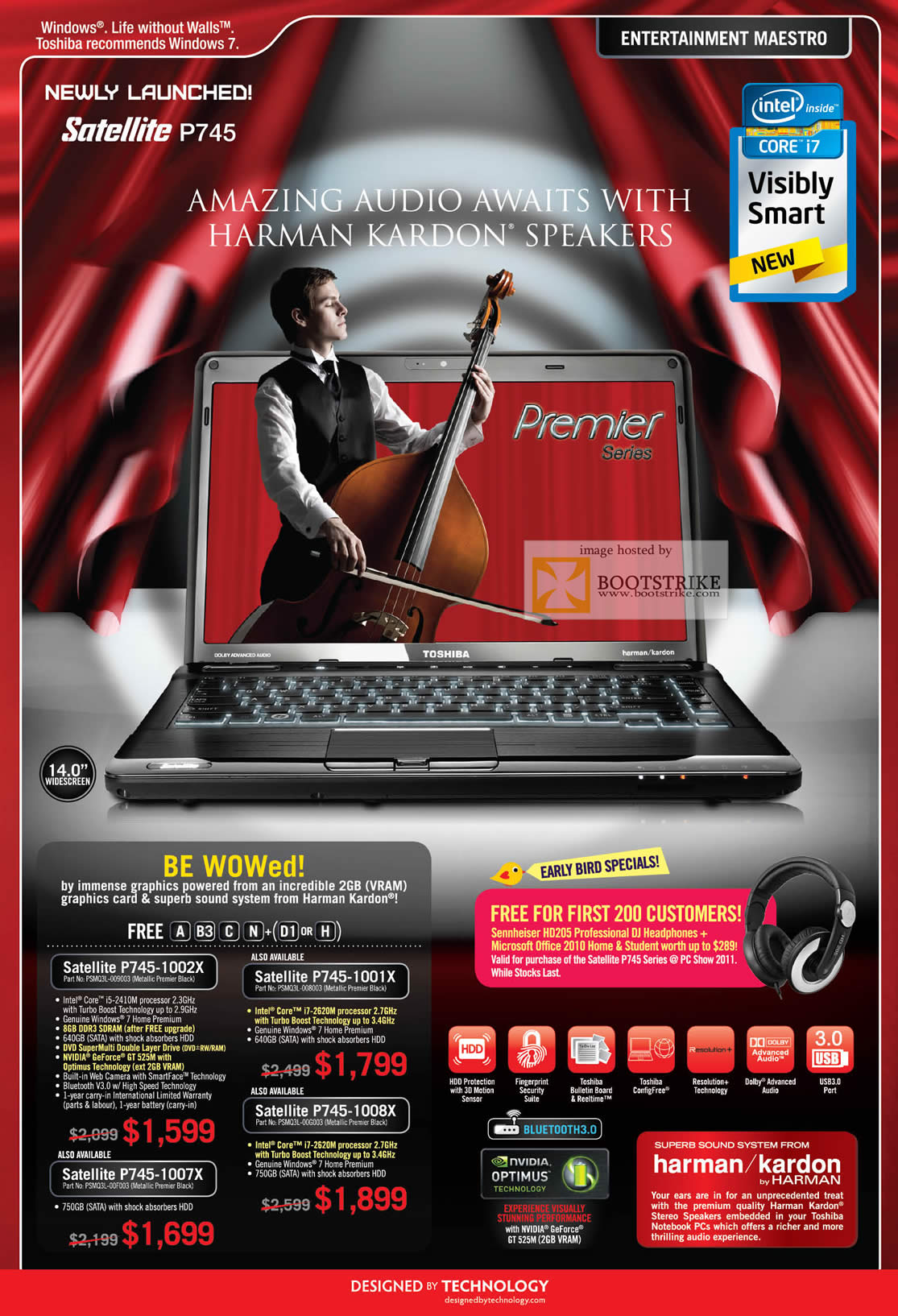 PC Show 2011 price list image brochure of Toshiba Notebooks Satellite P745 1002X 1001X 1008X 1007X Harman Kardon