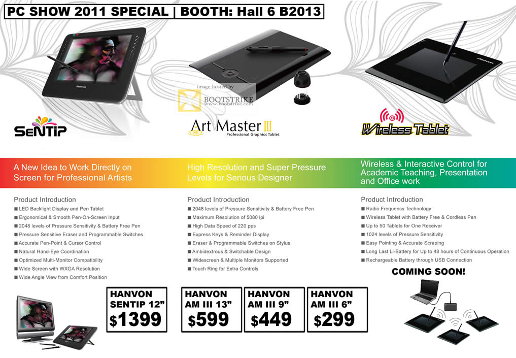 PC Show 2011 price list image brochure of IKnow Hanvon Sentip Art Master III Graphics Tablet Wireless AM III