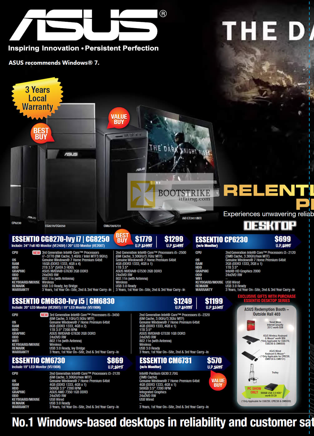 PC SHOW 2012 price list image brochure of ASUS Desktop PC Essentio CG8270 Ivy, CP6230, CM6830, CM6730, CM6731