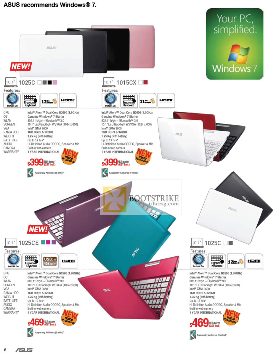 PC SHOW 2012 price list image brochure of ASUS Notebooks 1025C, 1015CX, 1025CE, 1025C