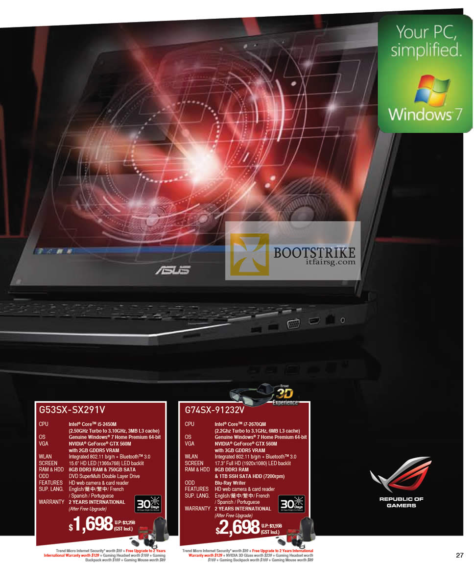 PC SHOW 2012 price list image brochure of ASUS Notebooks G53SX-SX291V, G74SX-91232V
