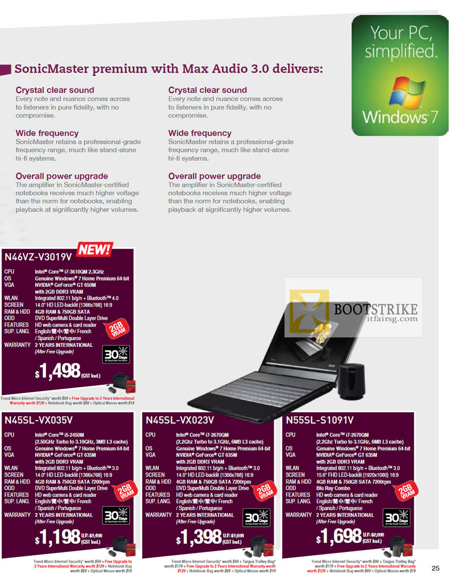 PC SHOW 2012 price list image brochure of ASUS Notebooks N Series Features, N46VZ-V3019V, N45SL-VX035V, N45SL-VX023V, N55SL-S1091V