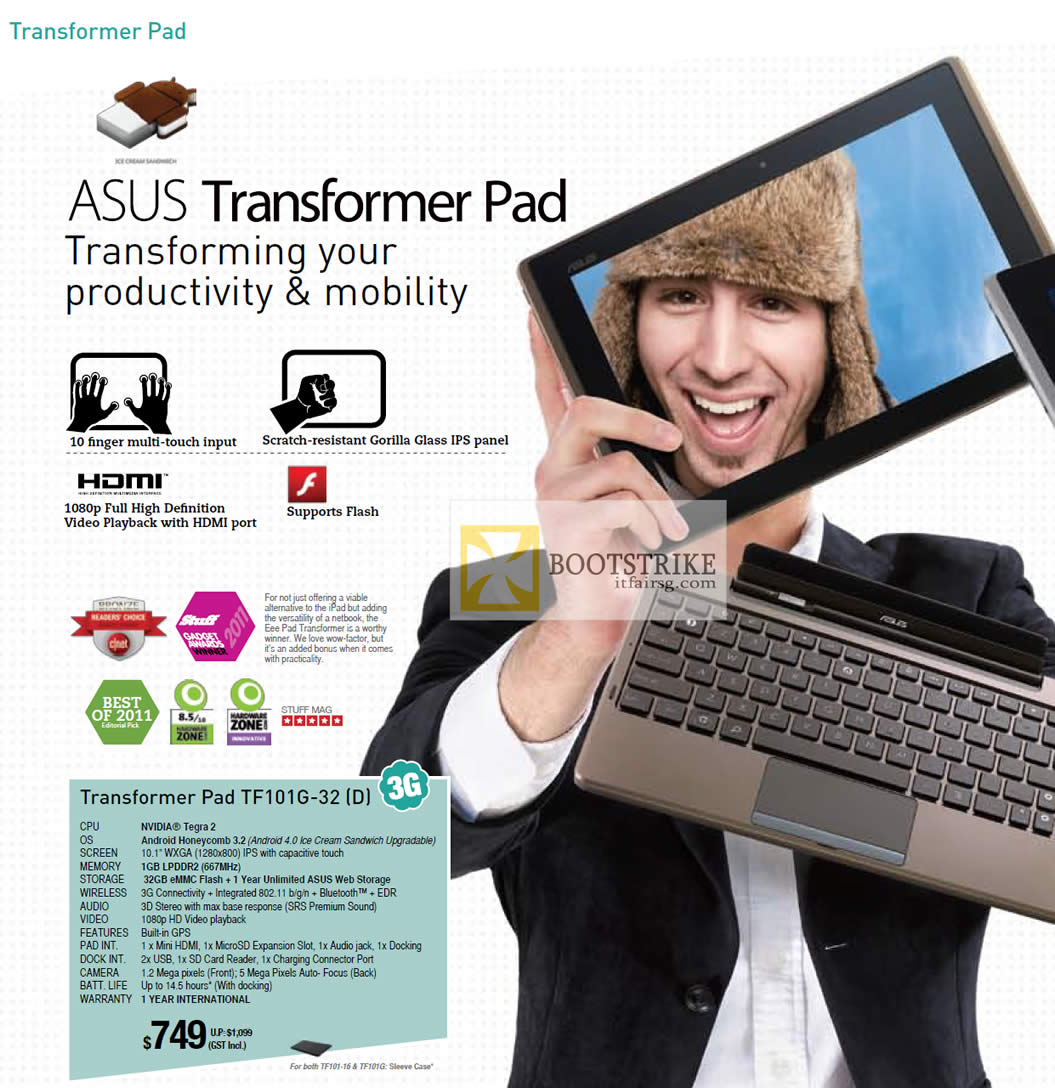 PC SHOW 2012 price list image brochure of ASUS Notebooks Transformer Pad TF101G-32 Tablet