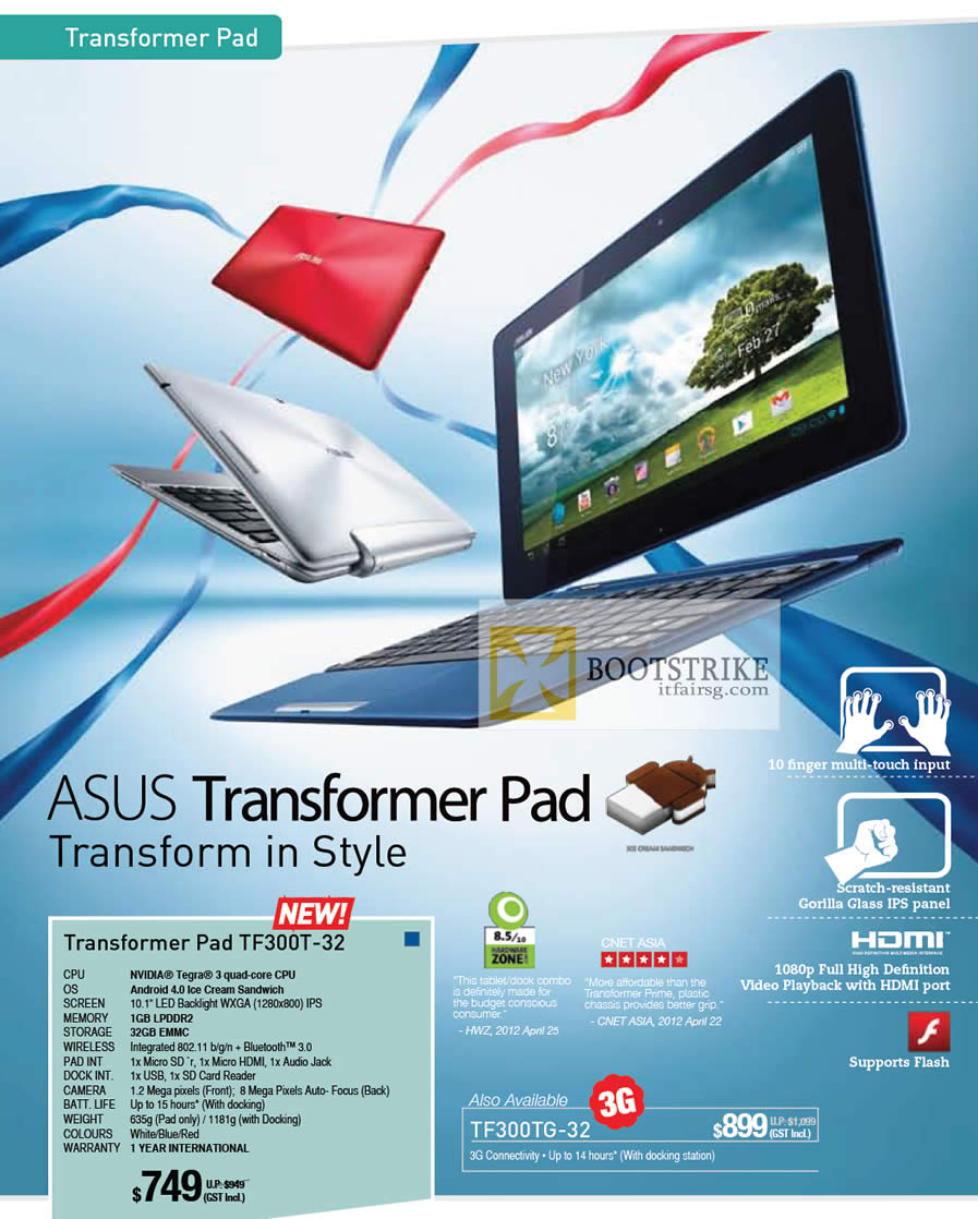 PC SHOW 2012 price list image brochure of ASUS Notebooks Transformer Pad TF300T-32, TF300TG-32