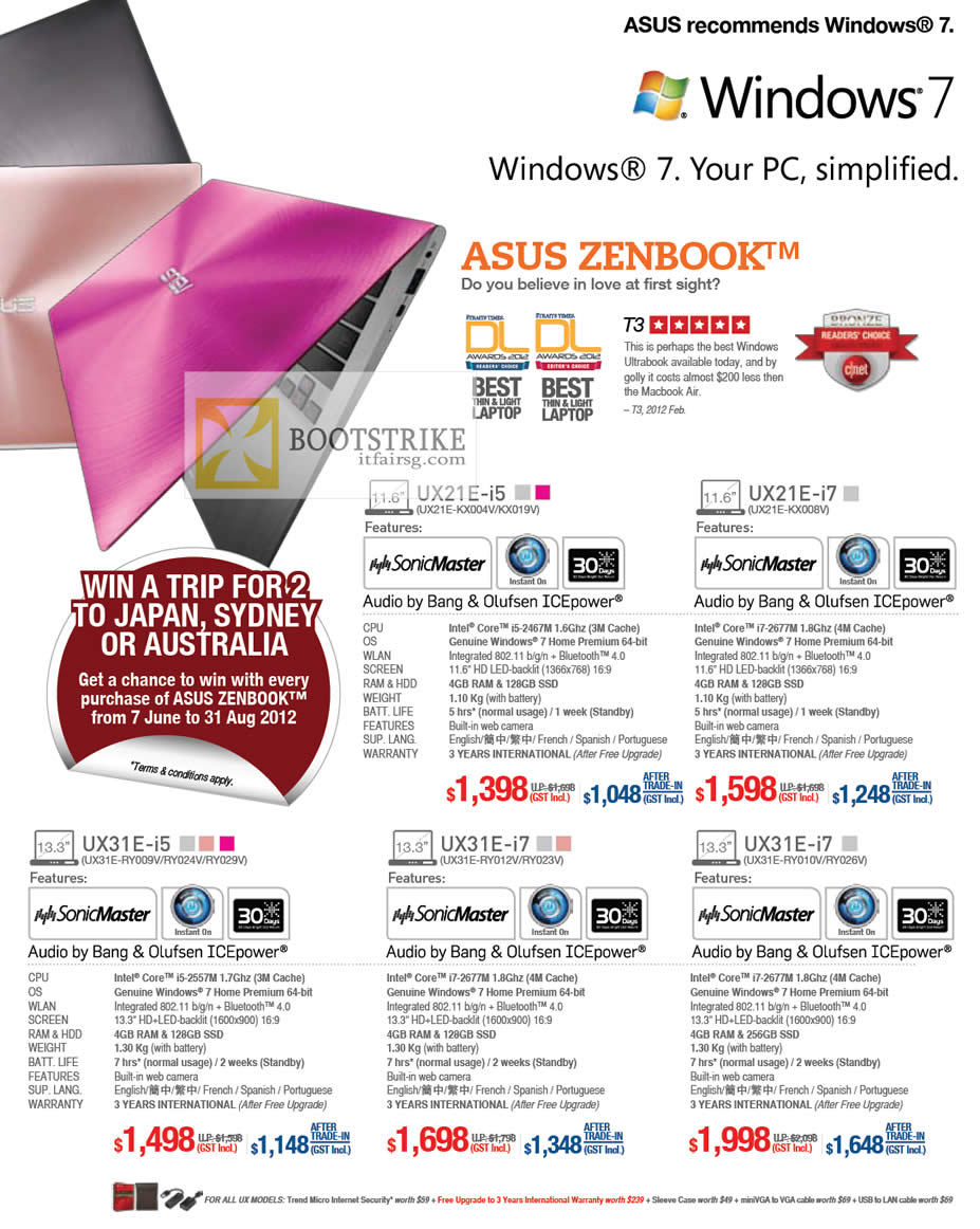 PC SHOW 2012 price list image brochure of ASUS Notebooks Zenbook Ultrabook UX21E-KX004V KX019V KX008V, UX31E RY009V RY024V RY029V RY012V RY023V RY010V RY026V