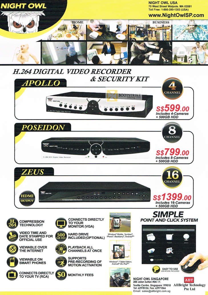 PC SHOW 2012 price list image brochure of Allbright Night Owl Digital Video Recorder DVR Security Apollo, Poseidon, Zeus HDMI 16 Cameras
