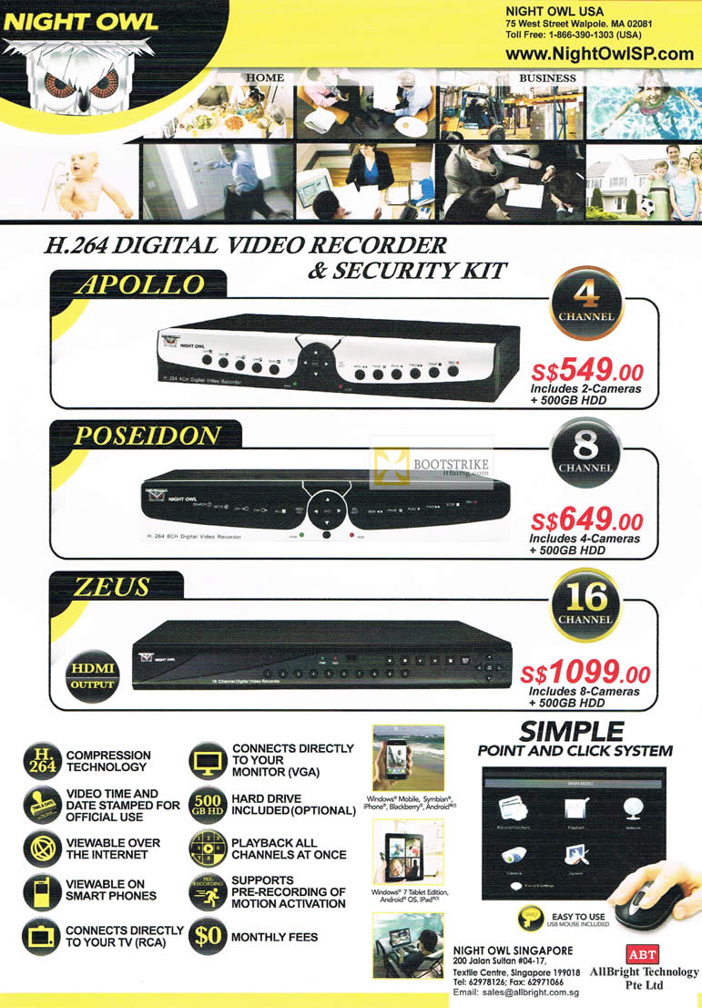 PC SHOW 2012 price list image brochure of Allbright Night Owl Digital Video Recorder DVR Security Apollo, Poseidon, Zeus HDMI