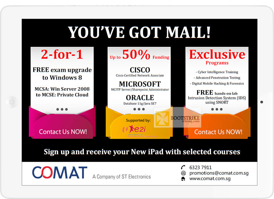 PC SHOW 2012 price list image brochure of Comat Training Free Exam Upgrade, 50 Percent Funding, Exclusive Programs