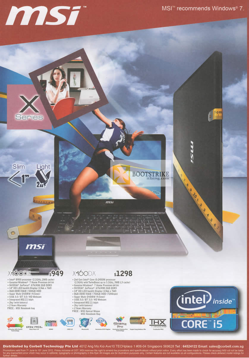PC SHOW 2012 price list image brochure of Corbell MSI Notebooks X Series X460DX