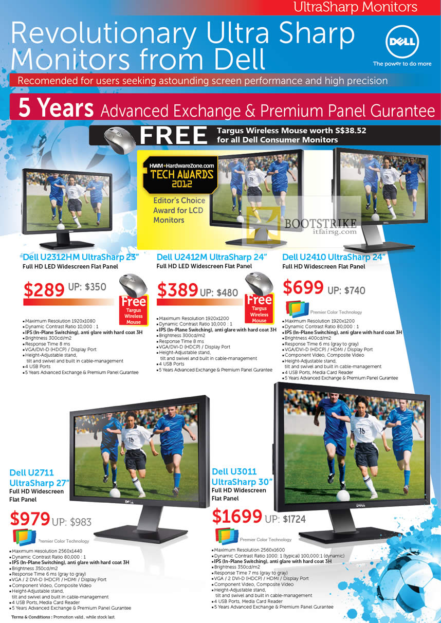 PC SHOW 2012 price list image brochure of Dell Monitors LED U2312HM Ultrasharp, U2412M, U2410, U2711, U3011