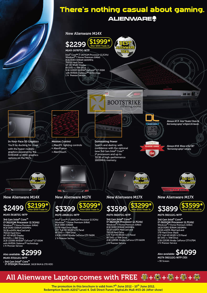 PC SHOW 2012 price list image brochure of Dell Notebooks Alienware M14x, Alienware M17x