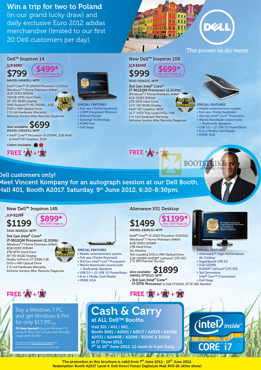 PC SHOW 2012 price list image brochure of Dell Notebooks Inspiron 14, Inspiron 15R, Inspiron 14R, Alienware X51 Desktop PC, Windows 8