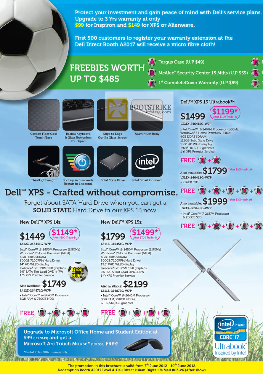 PC SHOW 2012 price list image brochure of Dell Notebooks XPS 13 Ultrabook, XPS 14z, XPS 15z