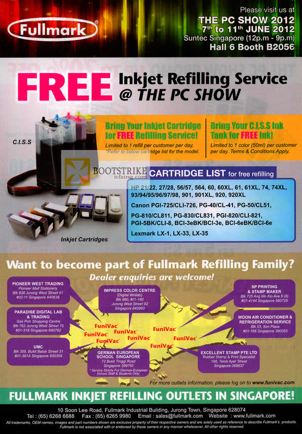 PC SHOW 2012 price list image brochure of Fullmark Free Inkjet Cartridge Refilling Service