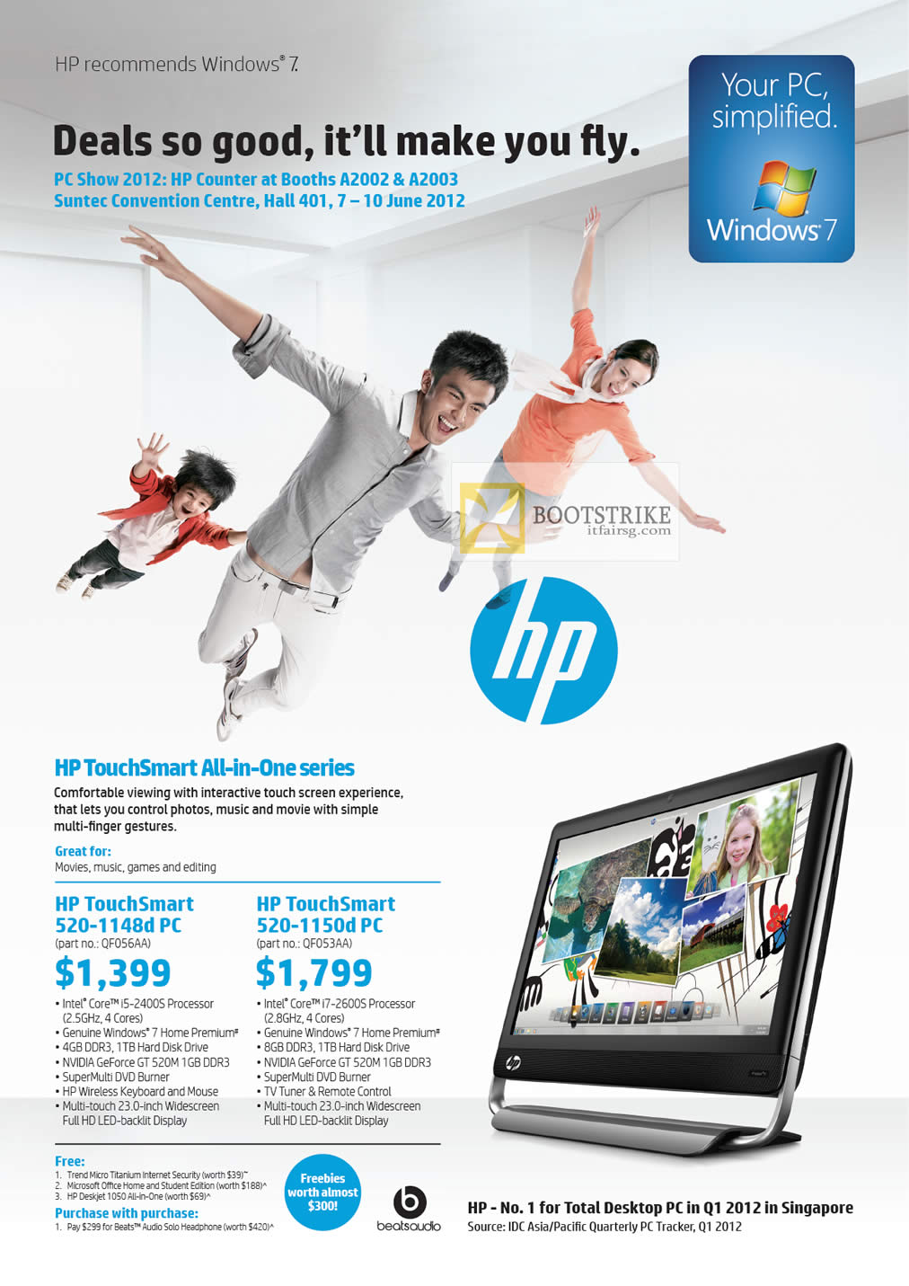 PC SHOW 2012 price list image brochure of HP Desktop PC AIO TouchSmart 520-1148d, 520-1150d