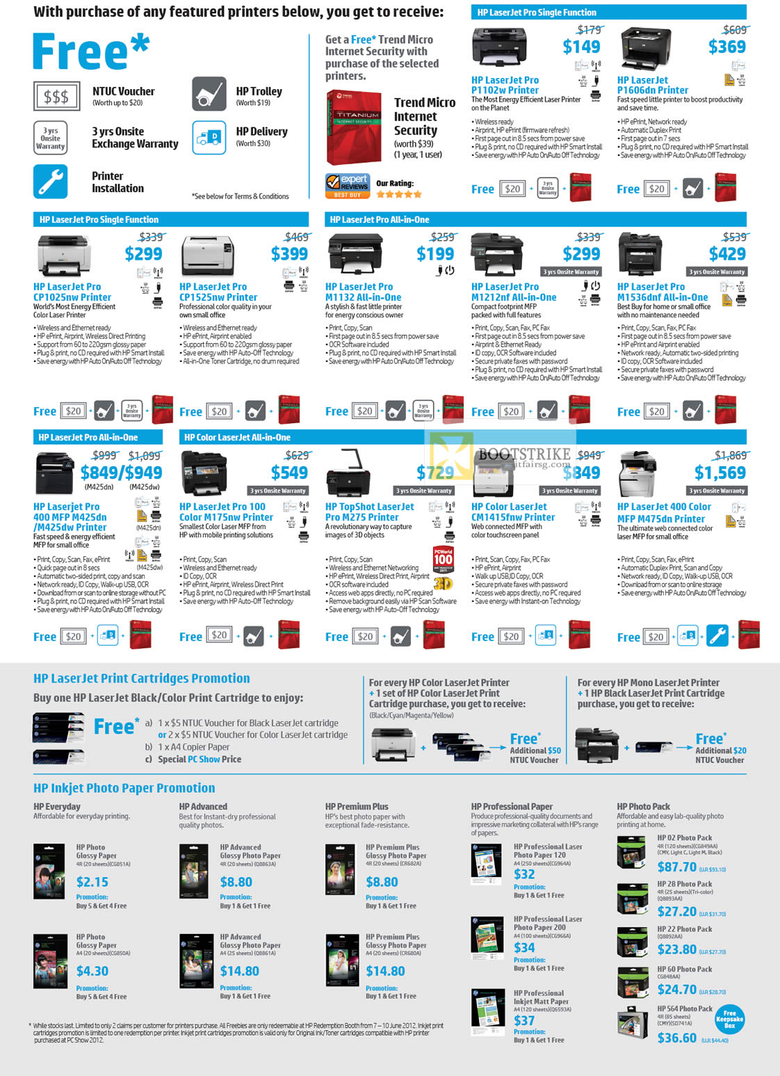 PC SHOW 2012 price list image brochure of HP Printers Laser Laserjet Pro CP1025nw, CP1525nw, M1132, M1212nf, M1536dnf, 400 MFP M475dn, M1415fnw, 100 M175nw, TopShot M275, 400 MFP M425dn M425dw