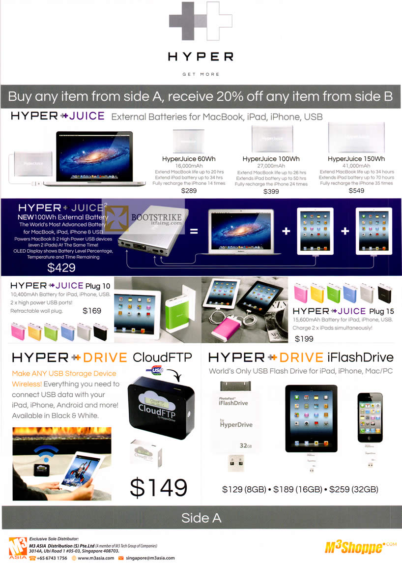 PC SHOW 2012 price list image brochure of Hyperjuice Newstead External Battery, Plug 10, Plug 15, CloudFTP, IFlashDrive