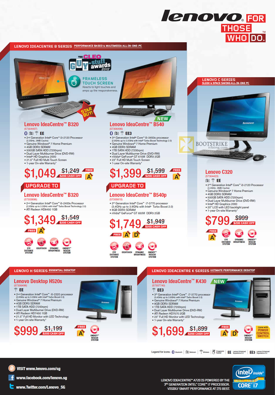 PC SHOW 2012 price list image brochure of Lenovo Desktop PC AIO IdeaCentre B320, B540, C320, B540p, H520s, K430