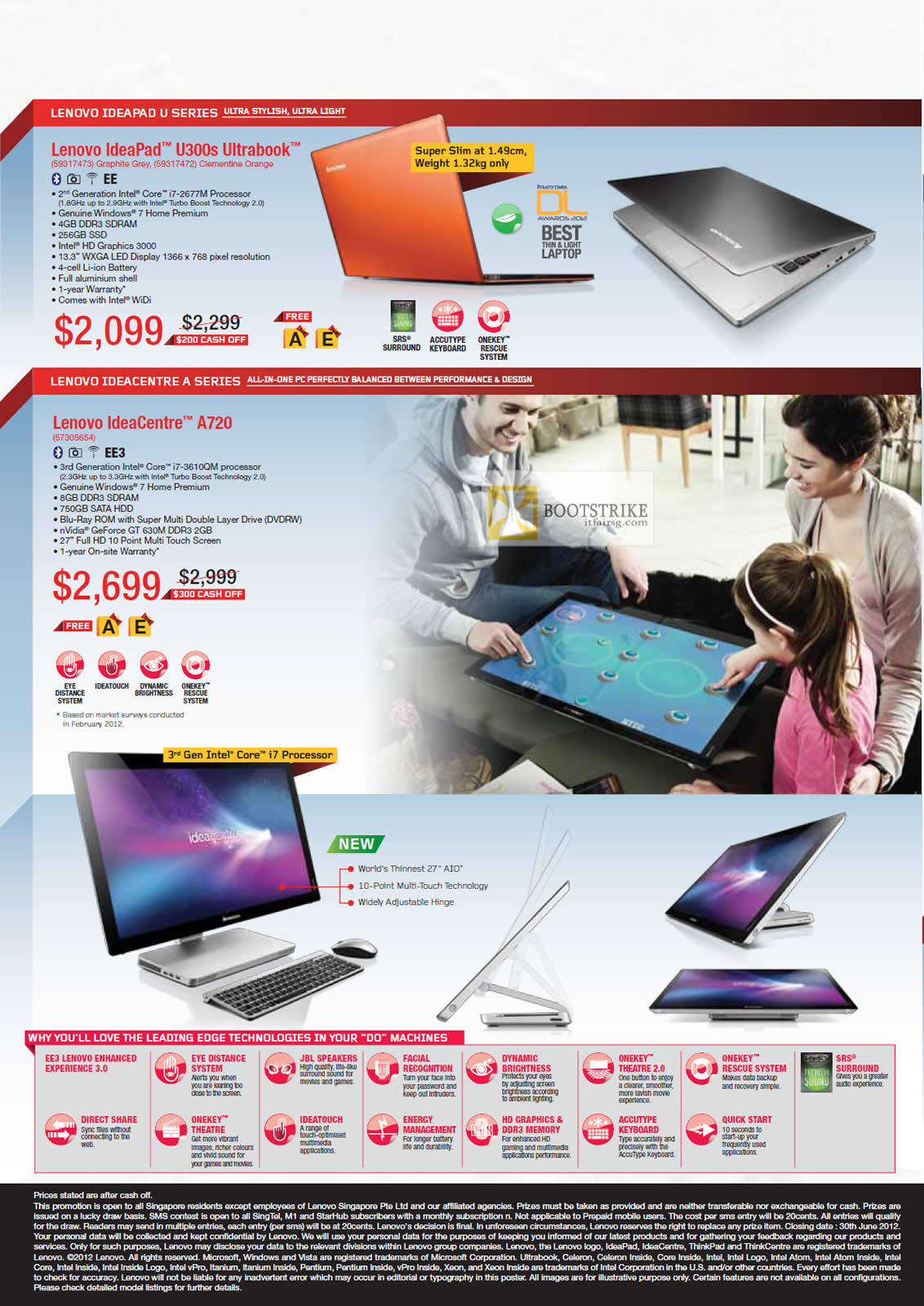 PC SHOW 2012 price list image brochure of Lenovo Notebooks IdeaPad U300s Ultrabook, IdeaCentre A720 AIO Desktop PC