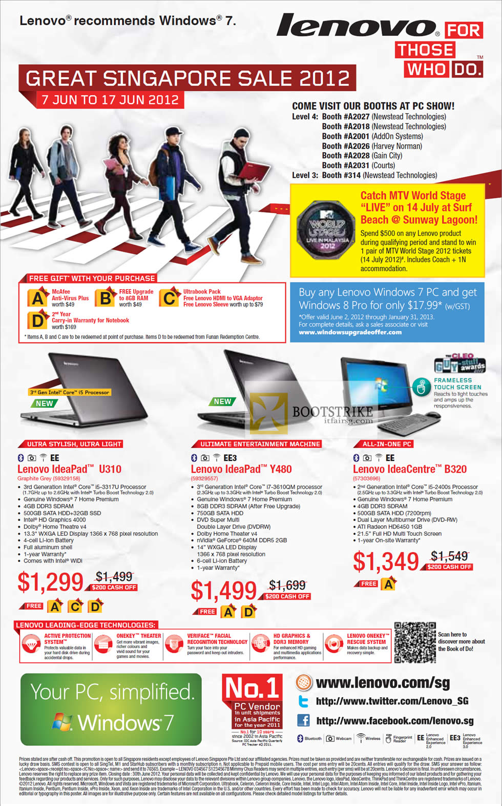PC SHOW 2012 price list image brochure of Lenovo Notebooks IdeaPad U310 59329158, Y480 59329557, B320 57303696