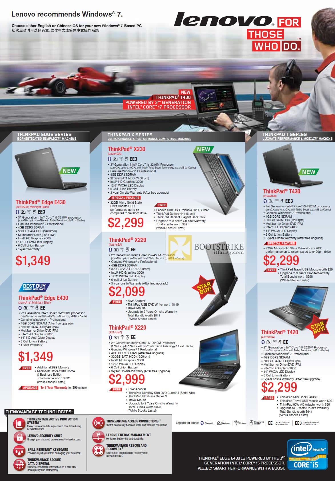 PC SHOW 2012 price list image brochure of Lenovo Notebooks ThinkPad Edge E430, X230, X220, T430, T420