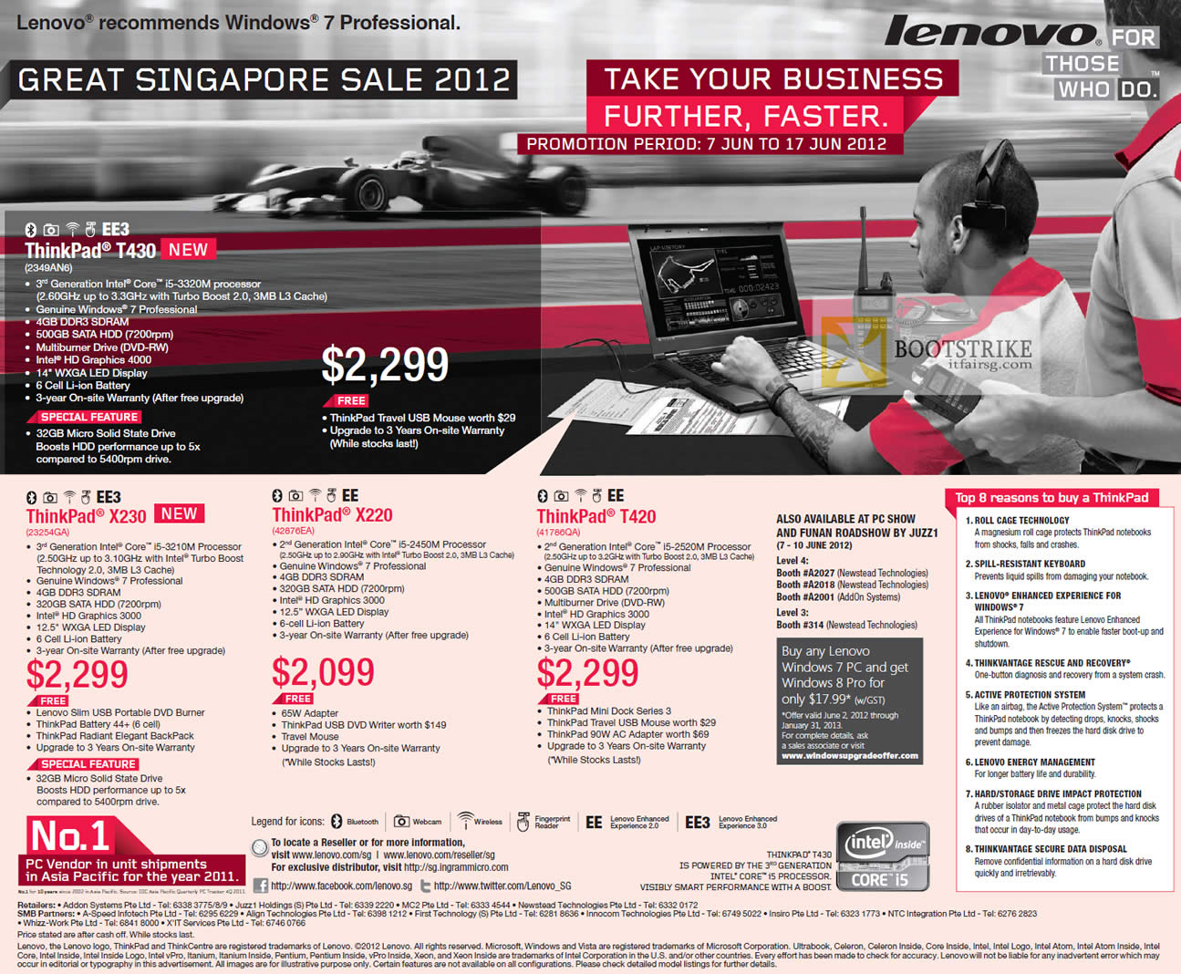 PC SHOW 2012 price list image brochure of Lenovo Notebooks ThinkPad T430 2349AN6, X230 23254GA, X220 42876EA, T420 41766QA