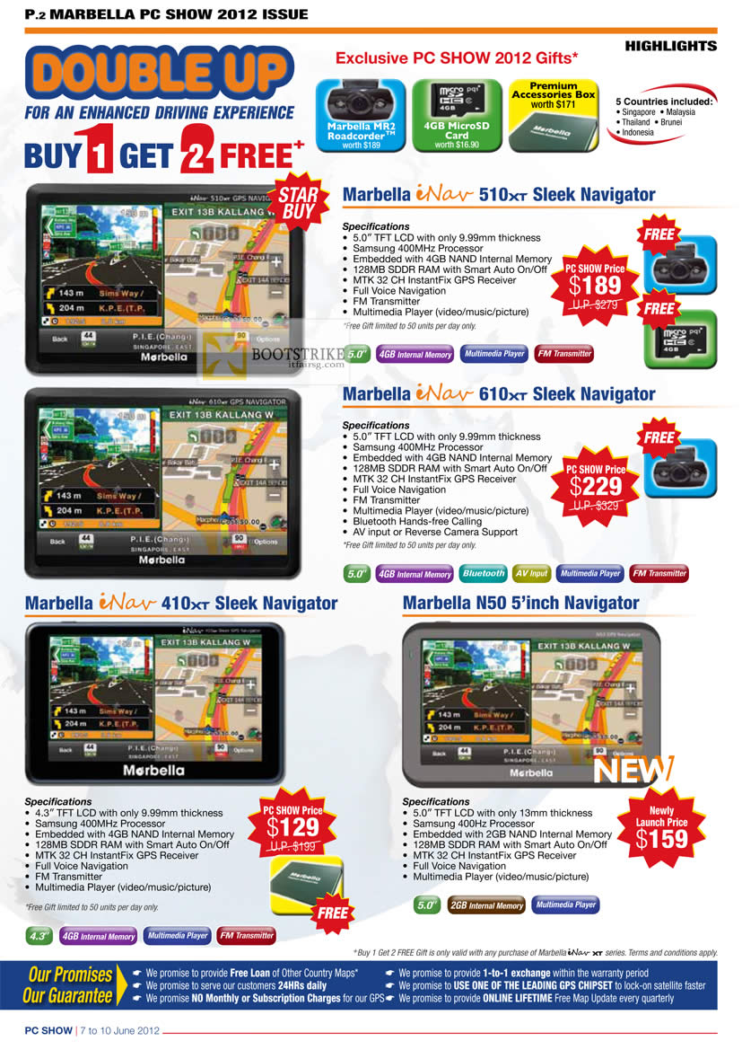 PC SHOW 2012 price list image brochure of Maka Marbella GPS INav 510XT, INav 610XT, INav 410XT, N50 Navigator