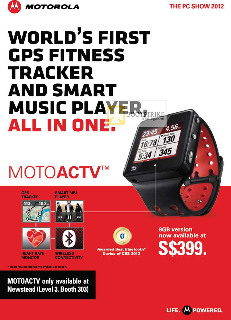 PC SHOW 2012 price list image brochure of Motorola Motoactv GPS Fitness Tracker