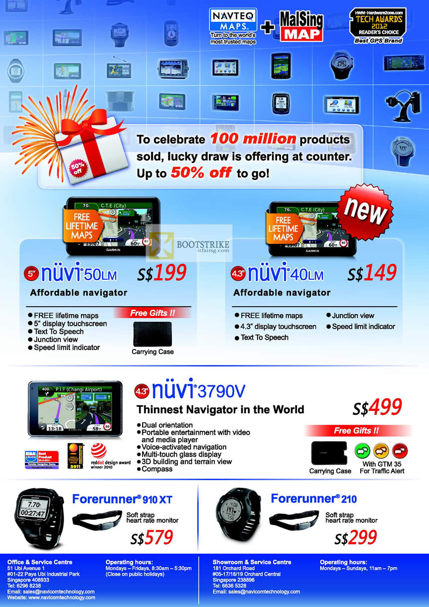 PC SHOW 2012 price list image brochure of Navicom Garmin GPS Nuvi 50LM, 40LM, 3790V, Forerunner 910XT, Forerunner 210