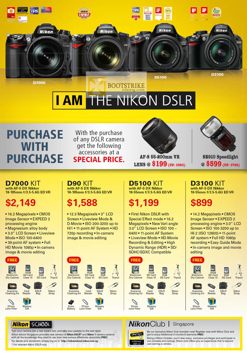 PC SHOW 2012 price list image brochure of Nikon Digital Cameras DSLR D7000, D90, D5100, D3100