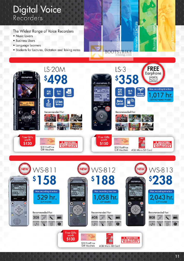 PC SHOW 2012 price list image brochure of Olympus Digital Camera Digital Voice Recorders, LS-20M, LS-3, WS-811, WS-812, WS-813