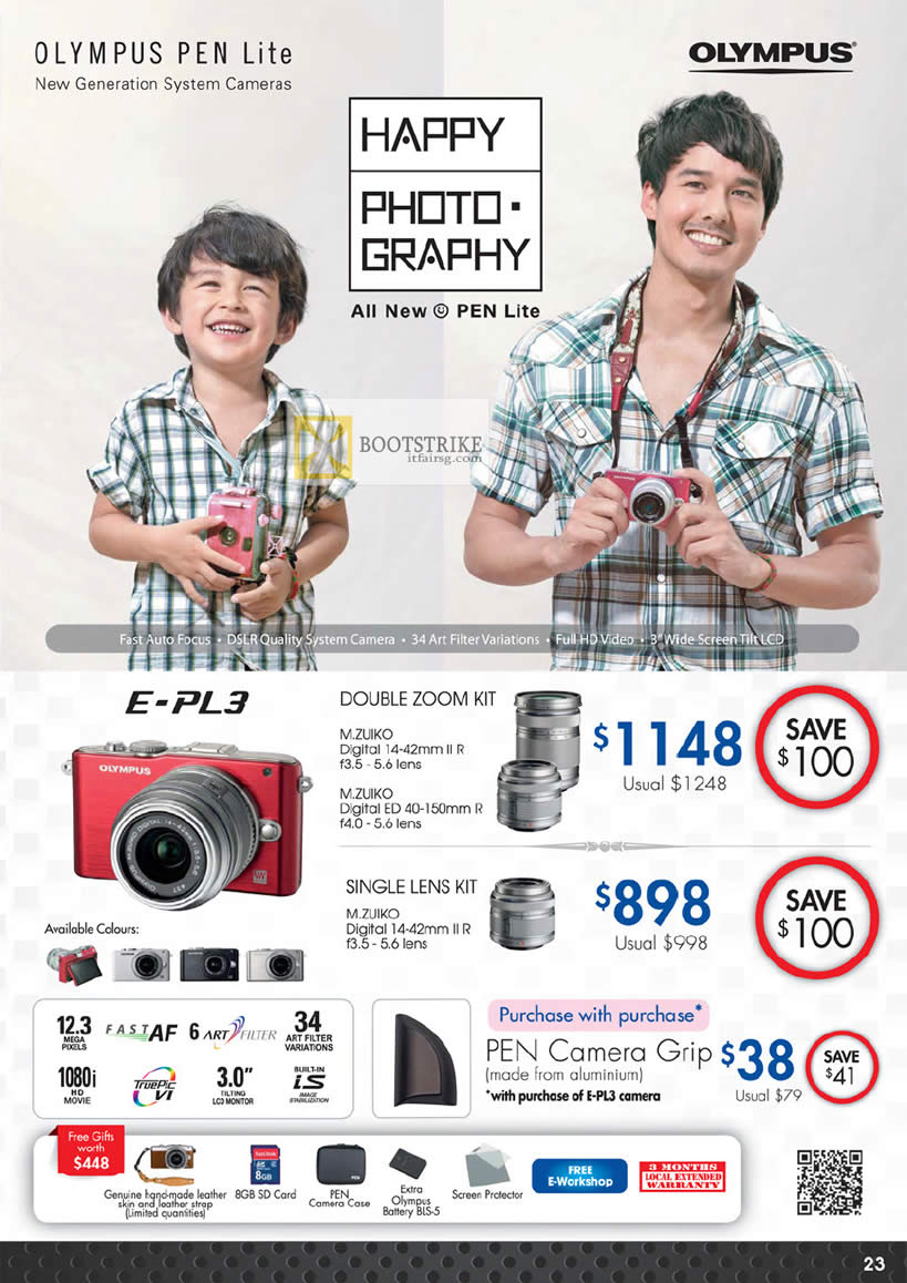 PC SHOW 2012 price list image brochure of Olympus Digital Camera E-PL3, DOUBLE ZOOM KIT, SINGLE LENS KIT