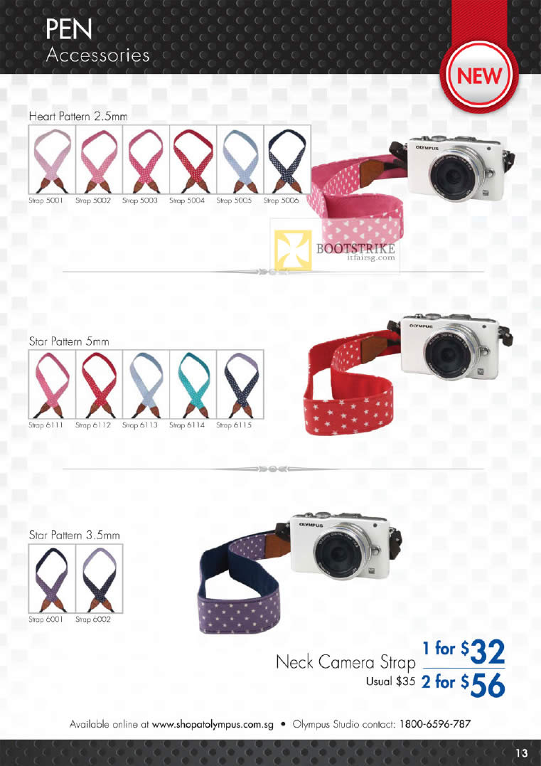 PC SHOW 2012 price list image brochure of Olympus Digital Camera Neck Camera Strap, Heart Pattern, Star Pattern