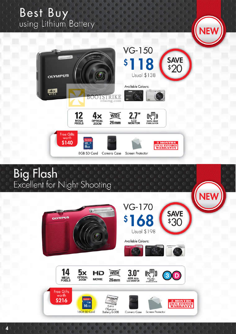 PC SHOW 2012 price list image brochure of Olympus Digital Camera VG-150, VG-170