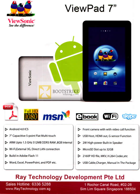 PC SHOW 2012 price list image brochure of Ray Tech Viewsonic ViewPad 7 Andorid Tablet